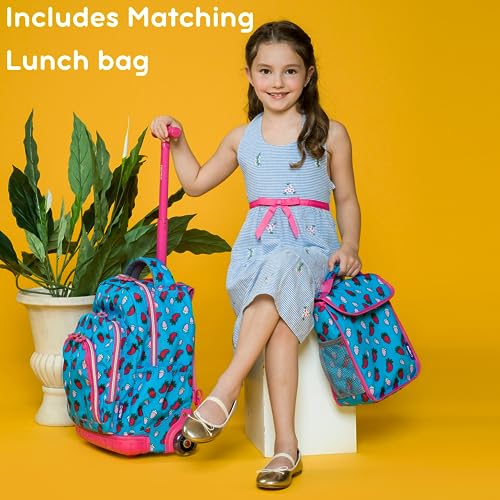 J World Lollipop Kids Rolling Backpack & Lunch Bag Set for Elementary School. Carry-On Suitcase with Wheels, Spaceship2