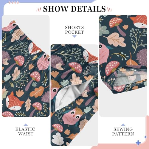 Hedgehog Owl Fox Boys Long Pants Soft Trousers Elastic Waist Kids Lounge Bottoms with Pockets S-XL4