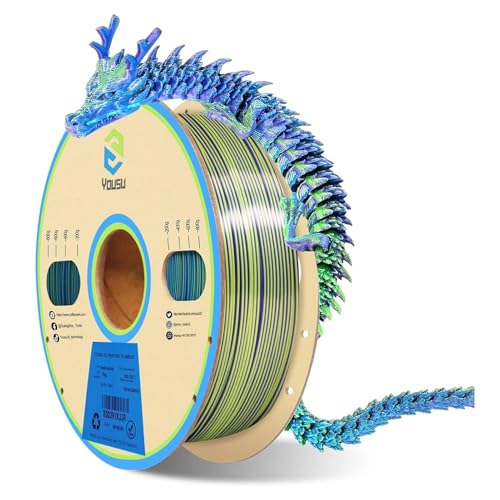 Yousu Tricolor Silk PLA-Filament für 3D-Drucker, 1,75 mm, Rot, Gold, Blau, glatte, glänzende Oberfläche, starke Haftung, kein Verziehen, 1-kg-Spule für detaillierte Drucke (2) Yousu Tricolor Silk PLA-Filament für 3D-Drucker, 1,75 mm, Rot, Gold, Blau, glatte, glänzende Oberfläche, starke Haftung, kein Verziehen, 1-kg-Spule für detaillierte Drucke (2)