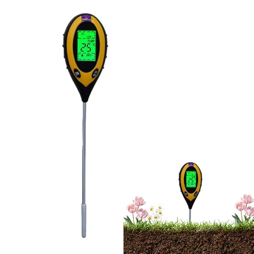 Bekasa Misuratore del Suolo Digitale, 4 in 1 Tester del Terreno per Piante Misuratore di PH del Terreno con PH/umidità/Temperatura/Luce Soil Tester Giardinaggio per Fattoria, Prato, Serra