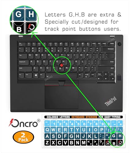 Image of Pack of 2, Large English Keyboard Stickers Big Letter Alphabet Typing US English Language Replacement Stickers for Laptop PC Desktop Computer Black Lettering Water Proof (Blue Gradient)
