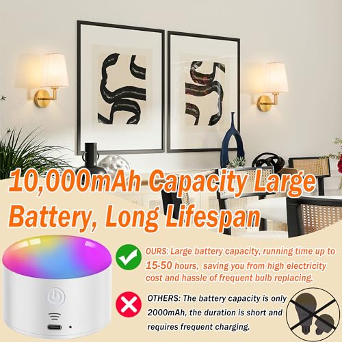 Image of Wall Sconce Battery Operated Wall Light Fixure with Remote Control, Dimmable Battery Operated Wall Sconces Set Of Two, Indoor Wireless Wall Mounted Lamp with Rechargable Bulb For Bedroom Living Room (