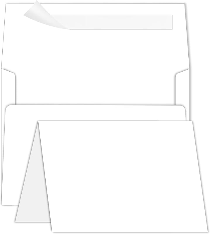 100 Pack Goefun Blank Cards and Envelopes 5x7 White for Invitations | 5 x 7 Printable Folded Cardstock and A7 Envelopes Self Seal for Wedding, Birthday, Holiday, Baby Shower, DIY Greeting Cards