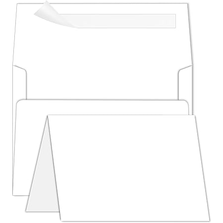 Goefun Blank Note Cards and Envelopes 5 x 7 Folded Cardstock and A7 Envelopes Self Seal 100 Pack for Invitations, Wedding, DIY Greeting Cards, Birthday