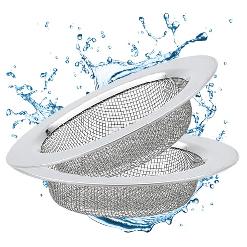 2 Pezzi Filtro per Lavello in Acciaio Inossidabile, Raccogli Capelli Doccia, Protezione Scarico per Cucina, Doccia e Vasca da Bagno, Sink Strainer da 7,5 cm Anti-Intasamento