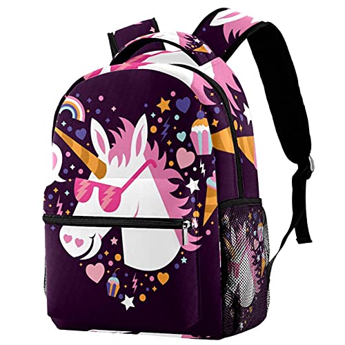 Sac à dos femme licorne et crème glacée pour voyage décontracté