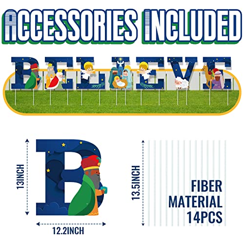 7 Pcs Holy Nativity Believe Yard Sign Christmas Yard Signs Decorations Manger Scene Religious Believe Outdoor Lawn Christmas Decor For Xmas Holiday Winter, Believe #TOP1