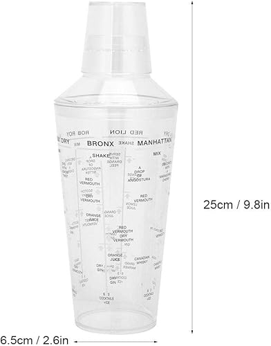 Miniatura 2 de Coctelera de recetas de 24 onzas, coctelera de plástico de 3 piezas, coctelera Boston con tapa colador de medición profesional para coctelera de té