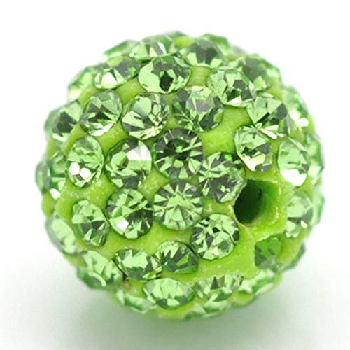 RUBYCA Pave Czech Crystal Disco Ball Clay Beads fit Shamballa Jewelry (100pcs, 12mm, Green)