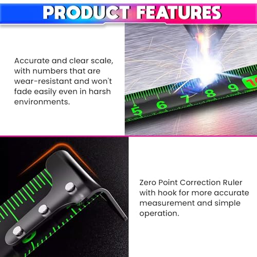 Image of Geek Lab 10 Meter Measuring Tape with Auto-Locking and Retracting Feature, Heavy Duty Unbreakable ABS Case with Belt Clip- One-Man Operation, Measure in Inch & Centimeters.