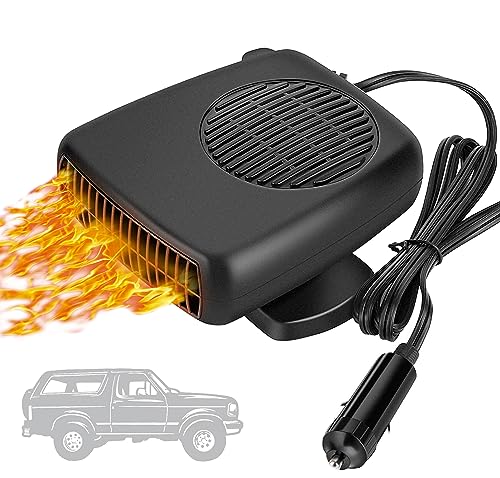 Showvigor Tragbare Auto Heizung, 2 in 1 Typ 12v Heizlüfter Auto, Windschutzscheibe Defogger Defroster, Plug in Zigarettenanzünder Autoheizer