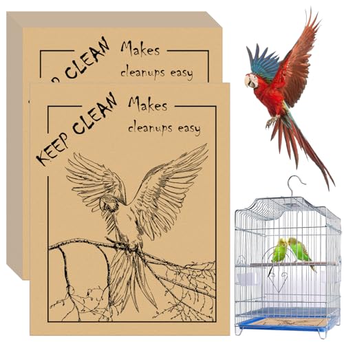 Image of 50PCS Disposable Bird Cage Liners 19.6x15.6 Inch Absorbent Precut Paper Pads for Parrots & Small Birds - Cage Bottom Protectors with Quick Cleanup Design