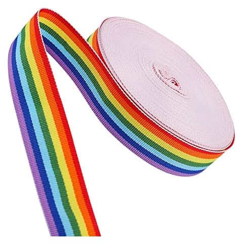 Heyu-Lotus 25mm Wide Rainbow Ribbon, 20m Multicolors Grosgrain Ribbon Double Sided Fabric Ribbon Grosgrain Strip Roll for Arts Crafts DIY, Gift Wrapping, Wedding, Birthday Party Decoration Cover