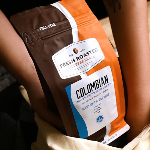 Image of Fresh Roasted Coffee, 100% Colombian Water-Processed Decaf Drip Ground Coffee, Medium Roast, Kosher, 12 oz