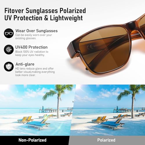 Image of GEGURI Polarized Sunglasses Fit Over Glasses for Men Women, Oversized Square Sun Glasses UV400 Protection Shades