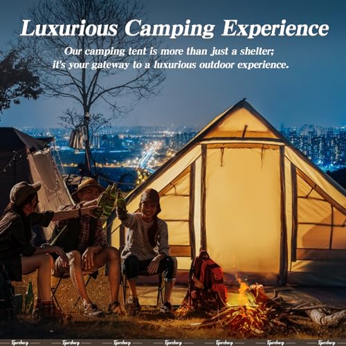 TIGERXBANG Carpa Inflable para Camping, para 4 Personas, Fácil montaje, Cabina de lujo para 4 estaciones, Impermeable y cortaviento con ventanas panorámicas miniatura 5