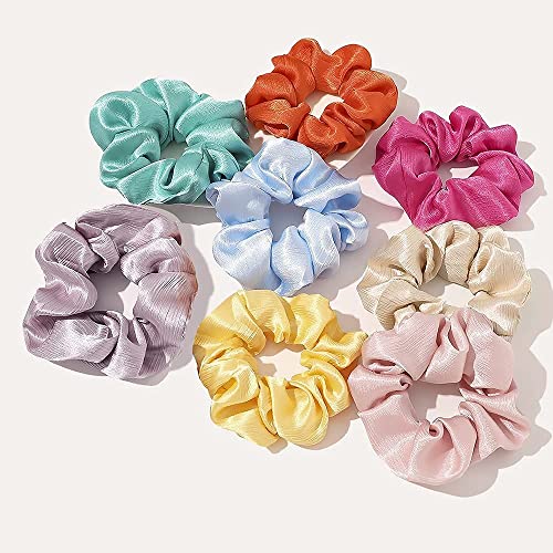 Chyinsist Stain Chiffon Hair Scrunchies Scraf Ties Elastic Soft Scrunchy Bands for Hair Accessories for Women or Girls, Rose Red