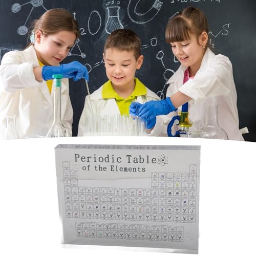 Image of Beufee Periodic Table with 103 Real Elements Inside, Clear Acrylic Real Chemical Elements Periodic Table for Classroom Teaching Tool