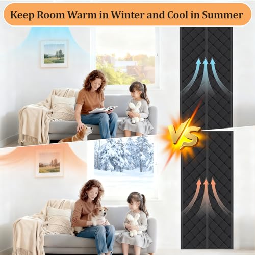 BARJEAR Wärmeschutzvorhang für Türen,Türvorhang Kälteschutz 100x210cm Thermo Türvorhang, Isoliervorhang Thermovorhang, Haustierfreundlich Wasserdicht, Winddicht für Balkontür Türen