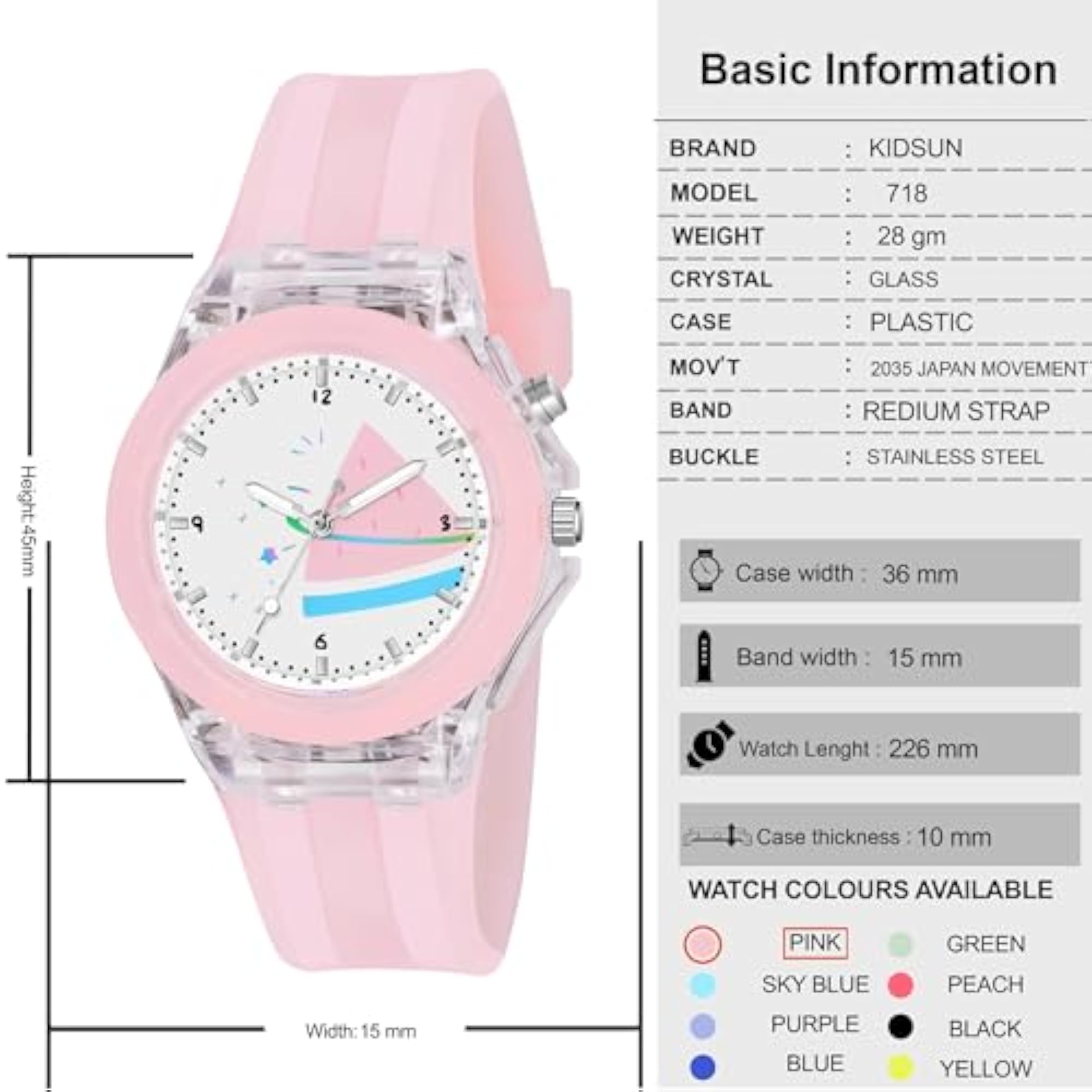 Kids Seven Light Redium Strap Analog Watch