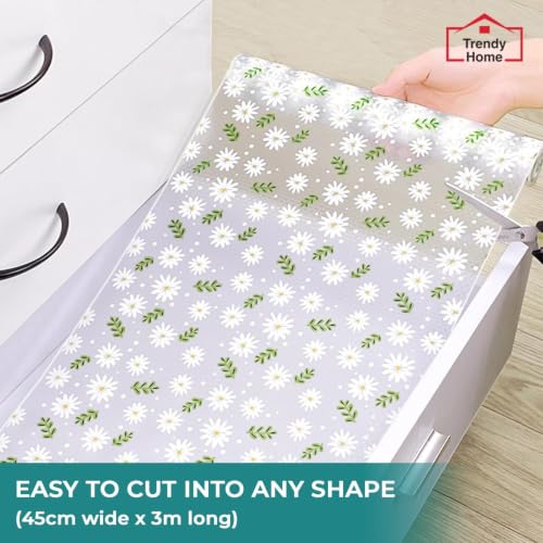 Image of Trendy Home Anti-Slip Mat 45 cm x 3 m for Drawers, Fridge & Shelf Liners | Printed Design, Non-Slip, Food Grade EVA, Washable Kitchen Mat, Leaf Whisper