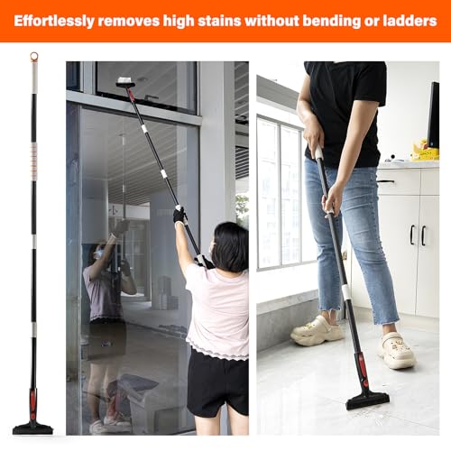 Image of Gomake Extendable Floor Scraper Heavy Duty 6 inch Wide Razor Blade Scraper Tool with 17''-59 inch （1.4ft- 4.9ft）Long Handle, 10PCS Extra Metal Blades for Cleaning Glass Wall Gum Paint Tile Glue