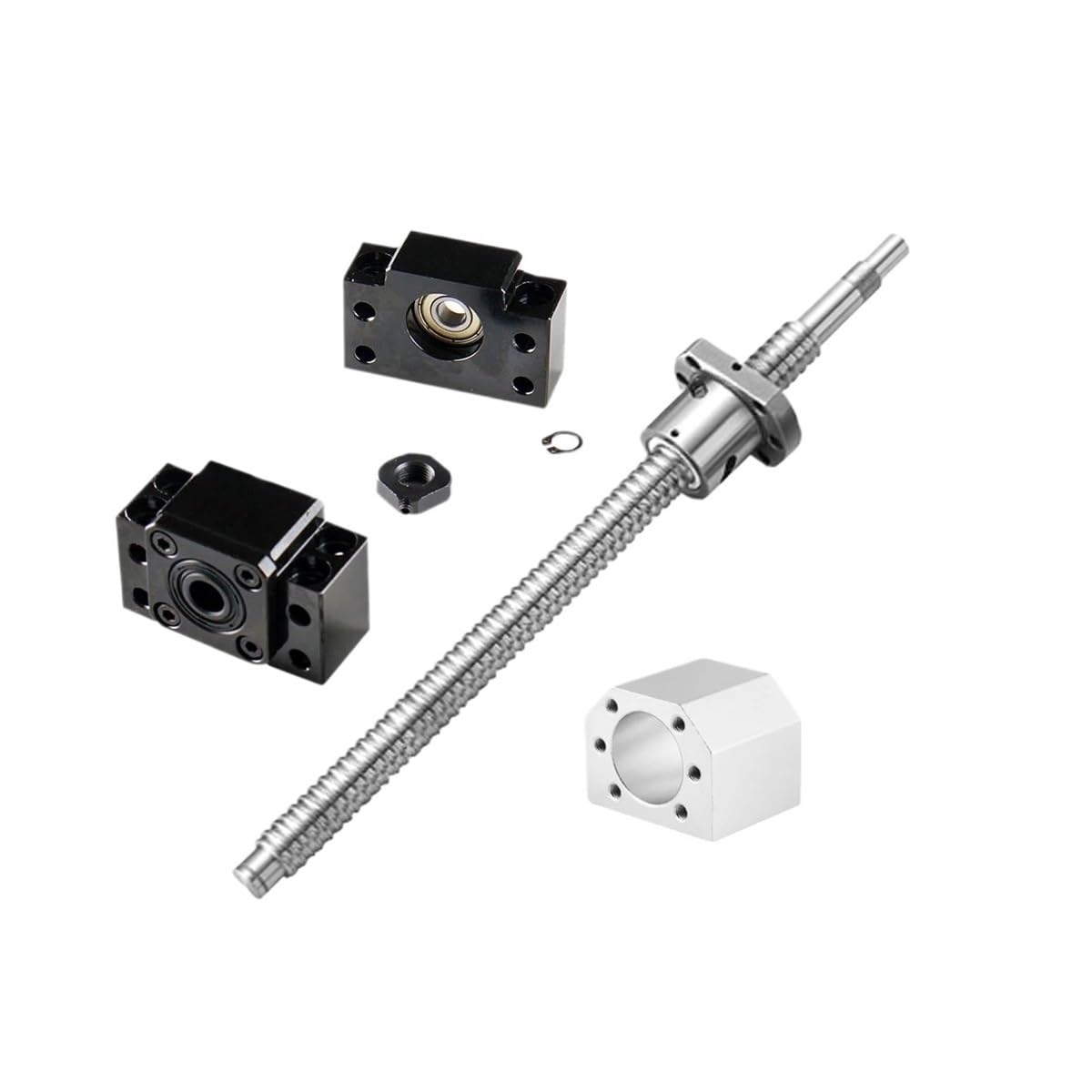 SFU1605 250 300 400 500 600 700 800 900 mm Husillo de bolas laminado C7 for extremo mecanizado + Tuerca 1605 + Carcasa tuerca + Soporte BK/BF12(350mm)