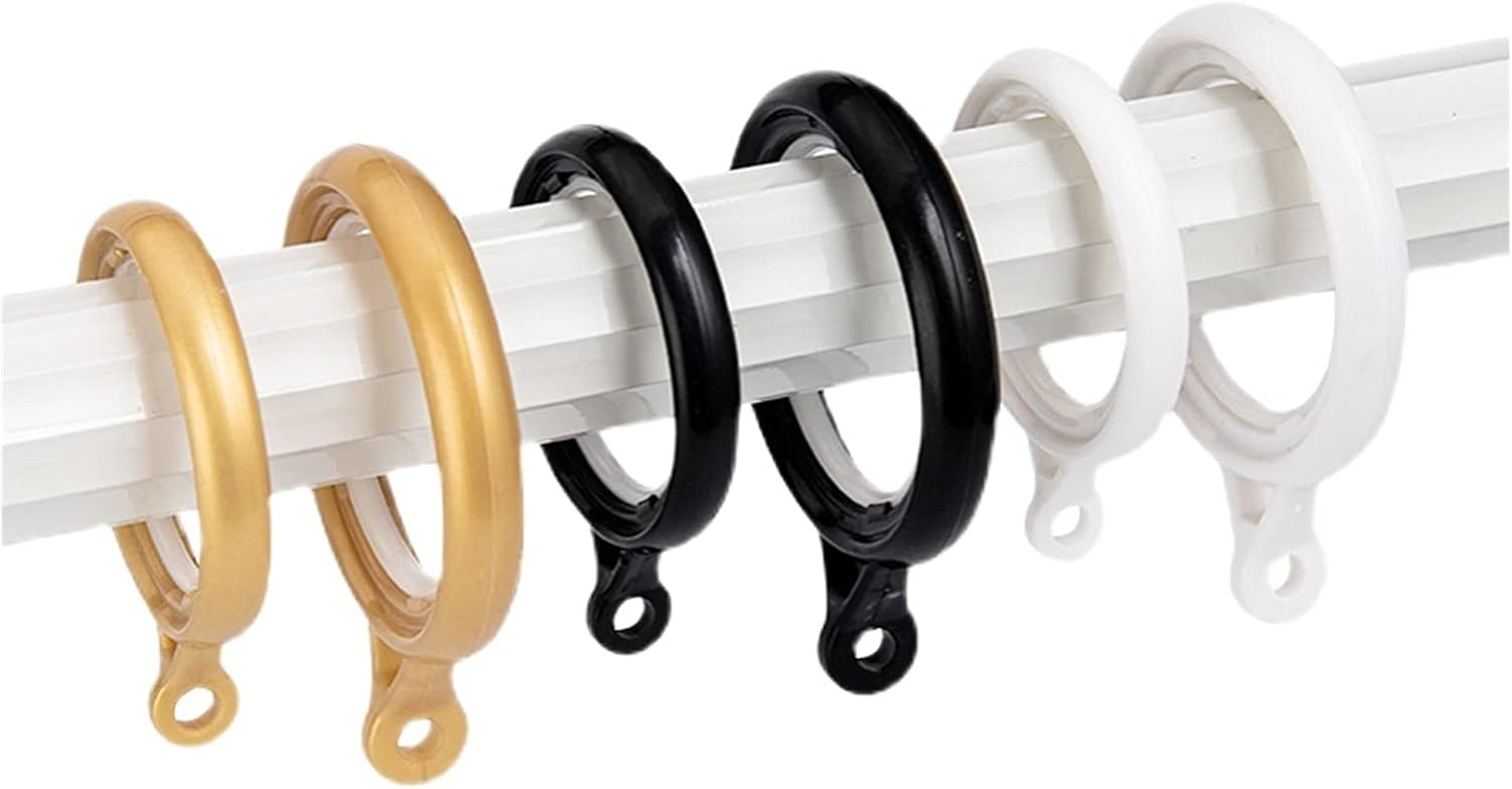 Curtain Rings 40 PCS Silencer Sliding Eyelet Drapery Ring Curtain Rod Plastic Accessories White Curtain Ring for Bathroom/Home Window Curtain Ring(1.4inch)