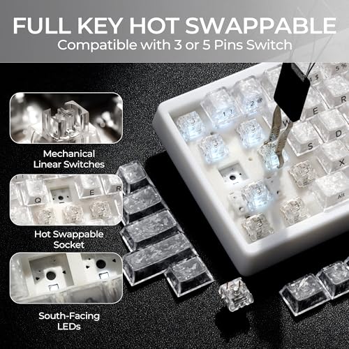 Image of HITIME x XVX M67 JadeStone 60% Wireless Mechanical Gaming Keyboard, VIA Programmable, BT5.0 /2.4G /USB-C Creamy Keyboard with Gasket, Hot Swap, RGB Backlits, NKRO for Win /Mac (White, Forged Carbon)