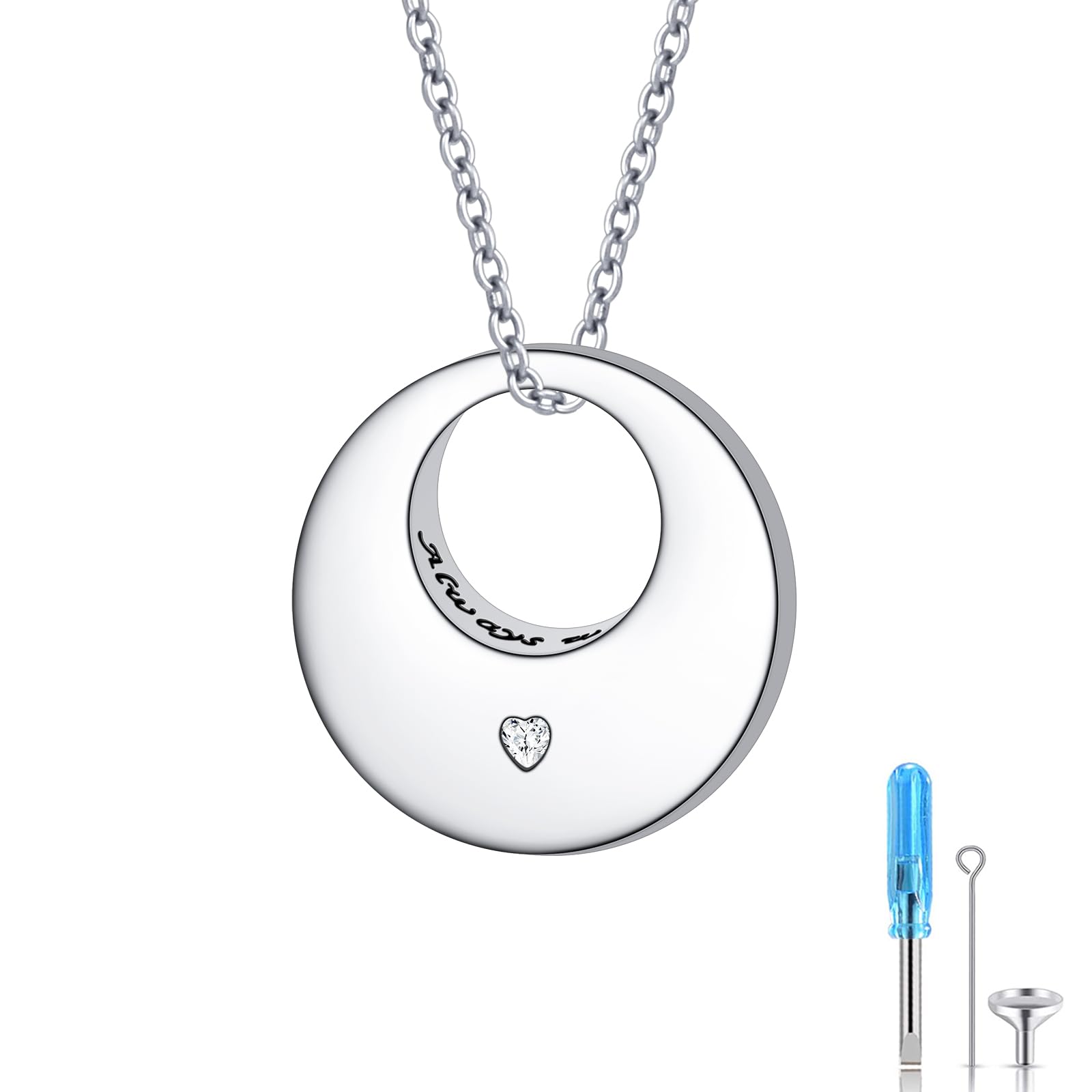 Flyow Collares de urna para cenizas para mujer, joyería de cremación, plata de ley 925, colgante conmemorativo de eternidad, longitud ajustable