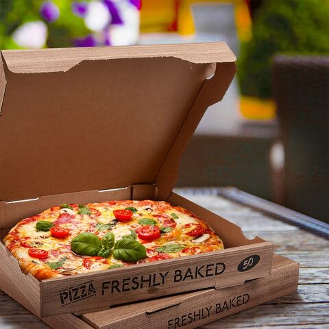 100 Pizzakarton aus Mikrowellpappe H4 mit neutralem Motiv für XXL Pizzen 50x50x5cm
