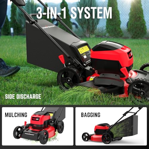 Image of PowerSmart 40V 17 inch Cordless Lawn Mower + 465 CFM Blower, 2 Batteries