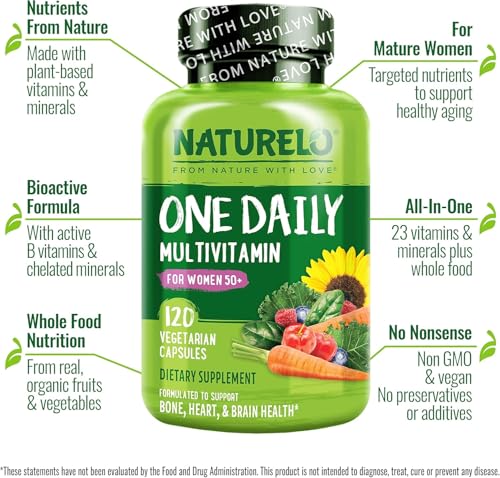 NATURELO One Daily Multivitamin for Women 50+ w/Vitamin B12, 120 Count - Image 2