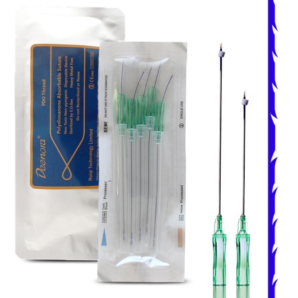 21G 60mm Pdo Cog Threads Nose Lift 30pcs with Sharp Tip, Pdo Cog 5-1 Barbed Bidirectional Threads for Whole Body Lifting, Pdo Threads for Face lift, Lifting Threads for Face