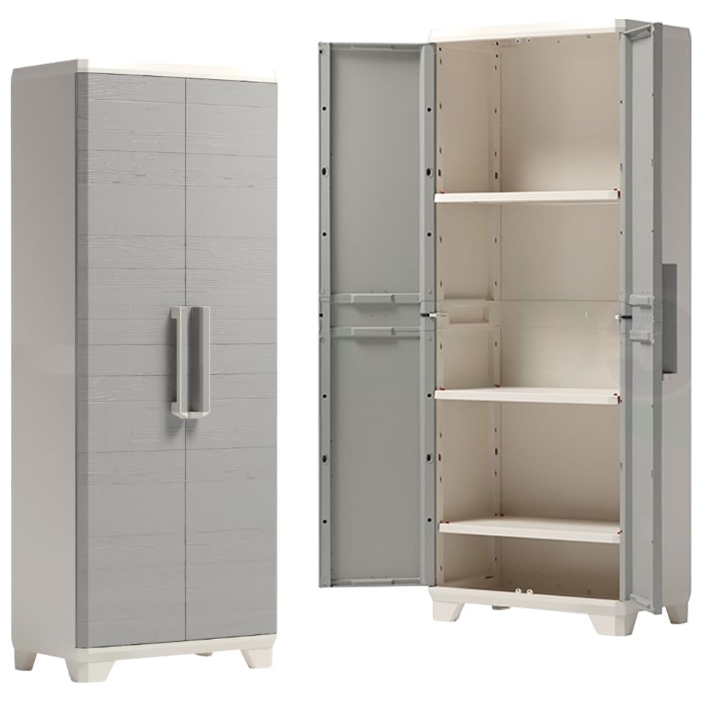 Generico Armadietto per esterno/interno, portascope, con 2 ante in pvc, cm.173x68x39