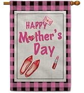 KafePross Happy Mother's Day House Flag Red Heels Lipstick Decor 28 x 40 Inch Vertical Doubld Sid...