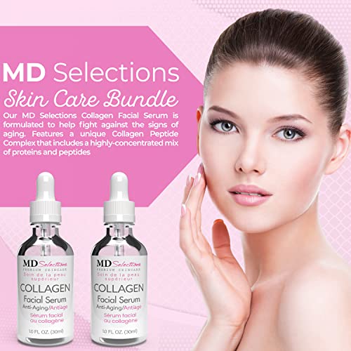 Md Selections Collagen Serum With Facial Moisturizer - Peptide Collagen Serum For Face, Lifting, Plumping, & Firming Collagen Facial Serum Improves Elasticity, Reducing Acne (1+1 Fl Oz, 2-Pack) #TOP4