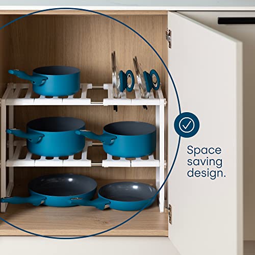 LIVIVO Under Sink Storage Caddy - White Adjustable and Extendable Multi Purpose Kitchen Bathroom Under Sink Rack Shelf Organiser Storage Tidy (White) - Image 4