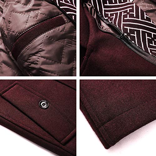 Image of INVACHI Men's Wool Blend Coat Warm Winter Trench Coat with Detachable Soft Scarf Single Breasted Pea Coat