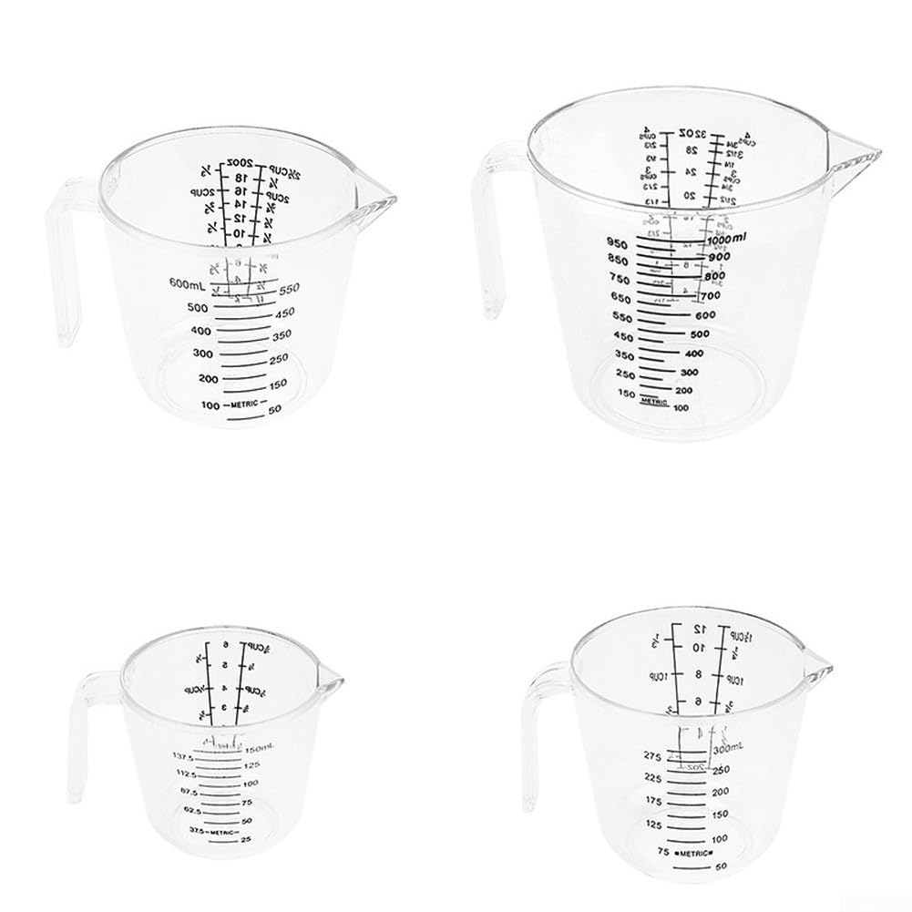 Messbecher-Set mit klaren Skalen, sicherem PP-Kunststoff, breiter Öffnung und dreieckigem Ausguss zum Backen und Kochen, mehrere Größen erhältlich (D)