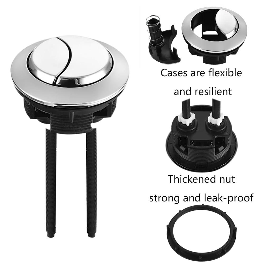 Pulsante Di Ricambio Doppio Per WC Roca - Modello Lungo 76mm - Compatibile Con Valvola Di Scarico AH0004800R E AH0002000R - Kit Con Aste E Vite - 4
