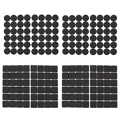 Dylan-EU Lot de 192 patins antidérapants en caoutchouc - Antidérapants - Noir - Ronds et carrés - Pour protéger les carrelages, stratifiés, sols en bois et meubles - 22 mm