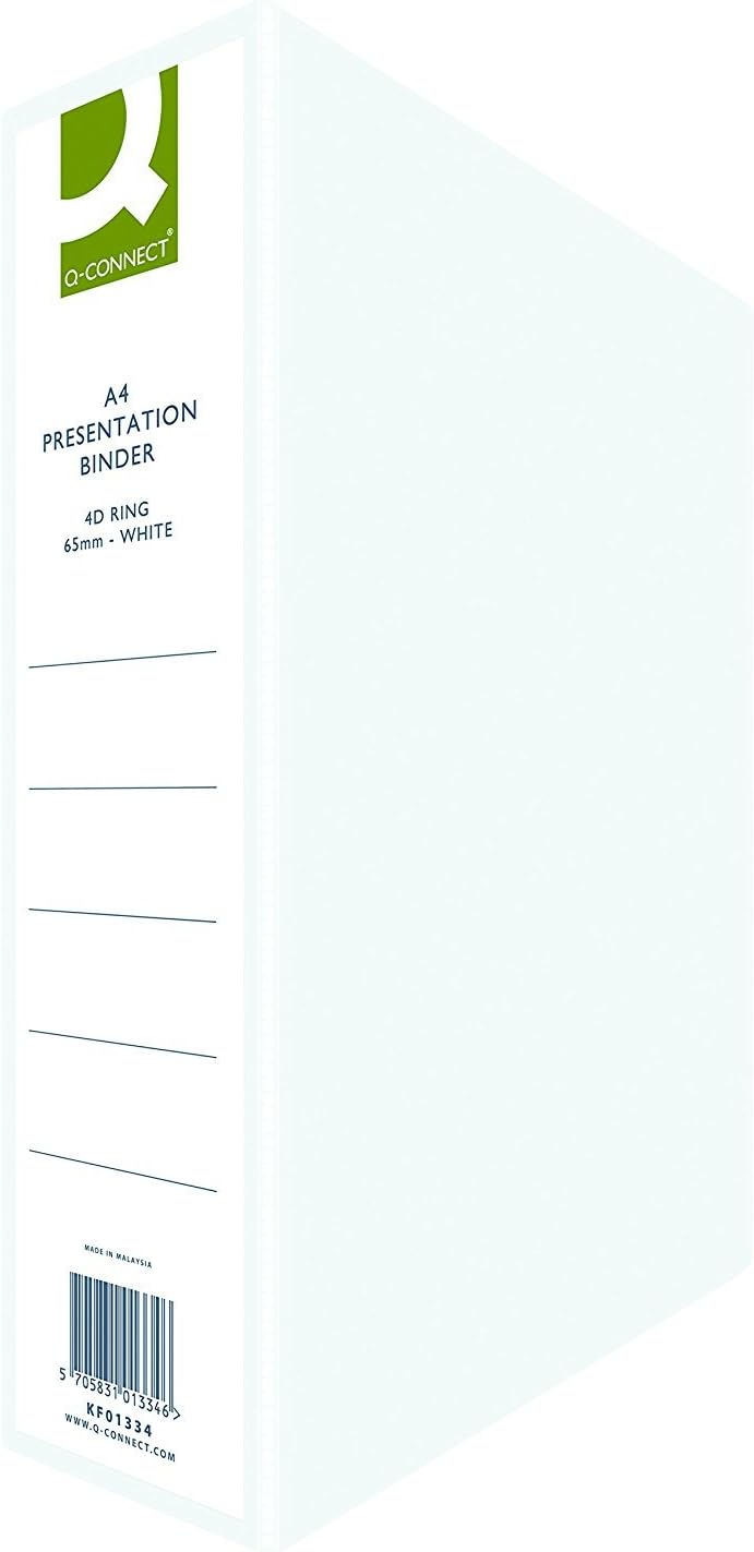 Q-Connect KF01334Q Presentation 4D-Ring Binder 65 mm A4 - White [Pack of 6]