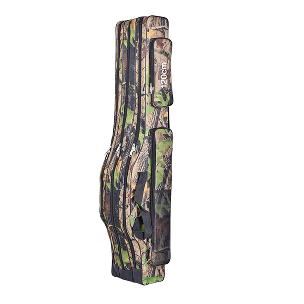 Bolsa portátil para caña de pescar, funda para caña de pescar, camuflaje, 120 cm, para accesorios de pesca, cebo de pesca [marrón]