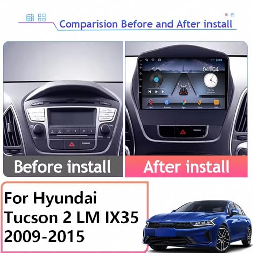 Radio coche 2 DIN para Hyundai ix35 2009-2015, navegador GPS con CarPlay y Bluetooth 2