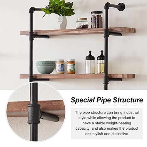Homissue 31.5-Inch Industrial Pipe Shelf, 3-Shelf Metal Bookcases Furniture, Retro Brown #TOP3