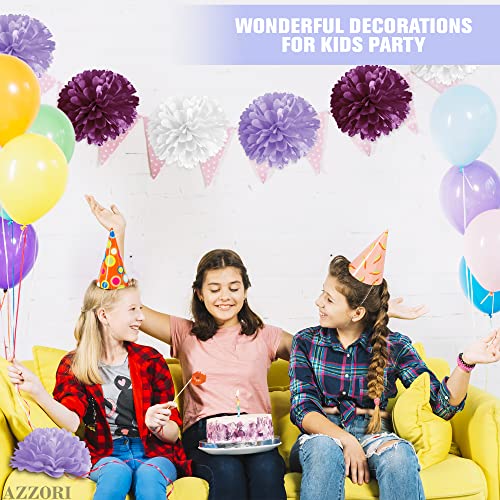 16 Pcs Purple Tissue Paper Pom Poms Set – Purple Decorations for Party with Pom Poms, Flowers & Lanterns – Elegant Reusable Decor with Soft Lavender Tones for Weddings, Events & Party Decorations - Thumbnail 6