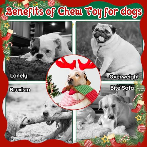 Juguetes mordibles navideños para perros grandes, set x3 miniatura 4