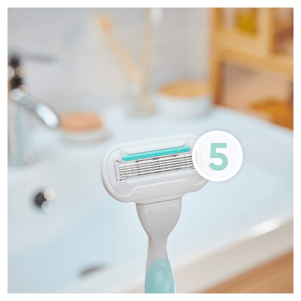 Gillette Venus Deluxe Smooth Sensitive Rasierklingen Damen, 8 Ersatzklingen für Damenrasierer mit 5-fach Klinge