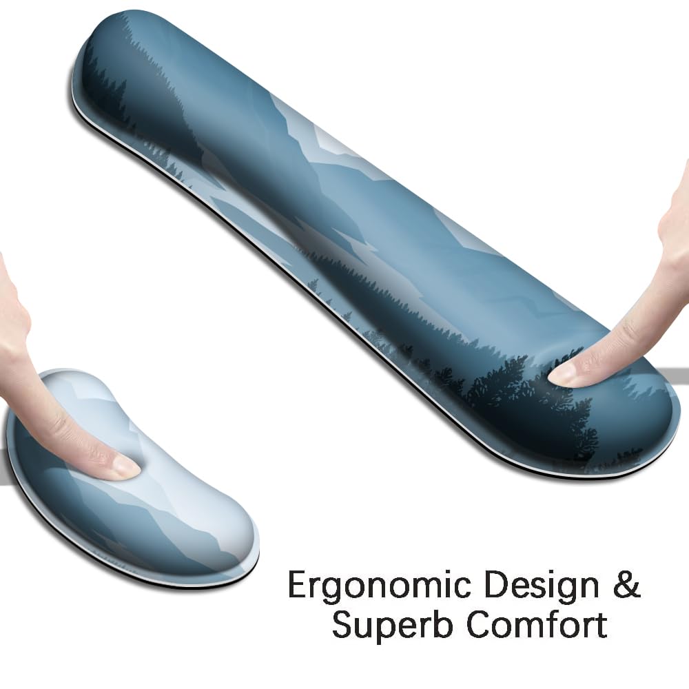 MIBITRI Set Tappetino Mouse Gigante + Poggiapolsi Ergonomico In Memory Foam – Antiscivolo E Impermeabile Per Gioco E Ufficio
